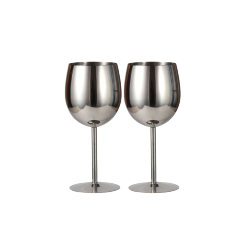 Pair of Silver Stainless Steel Martini Glasses/Barware