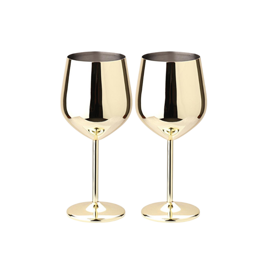 Stainless Steel Stemless Wine Glasses in Gold Set of 2