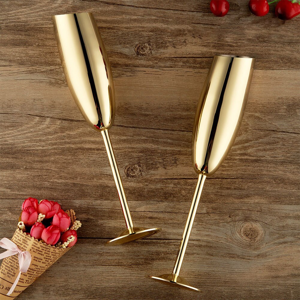 Top down view of Gold Beveled Champagne Flutes - The Stainless Sipper
