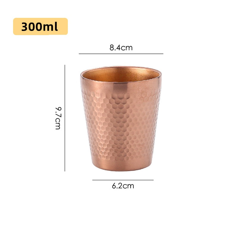 304 Stainless Steel Mug Double-Wall Keep Cold Beer Cup Hammered